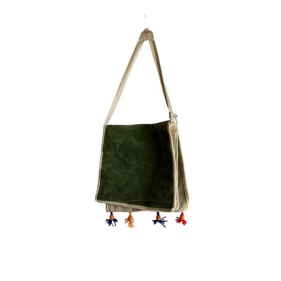 Dolls of India Jute Bag - green/teal/multi color - beads and sequence handbag - Picture 3 of 11